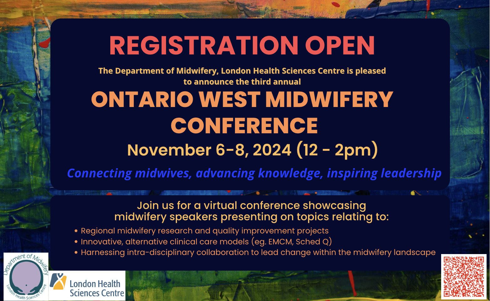 Ontario West Midwifery Conference Registration is open from November 6th to November 8th from 12-2 PM