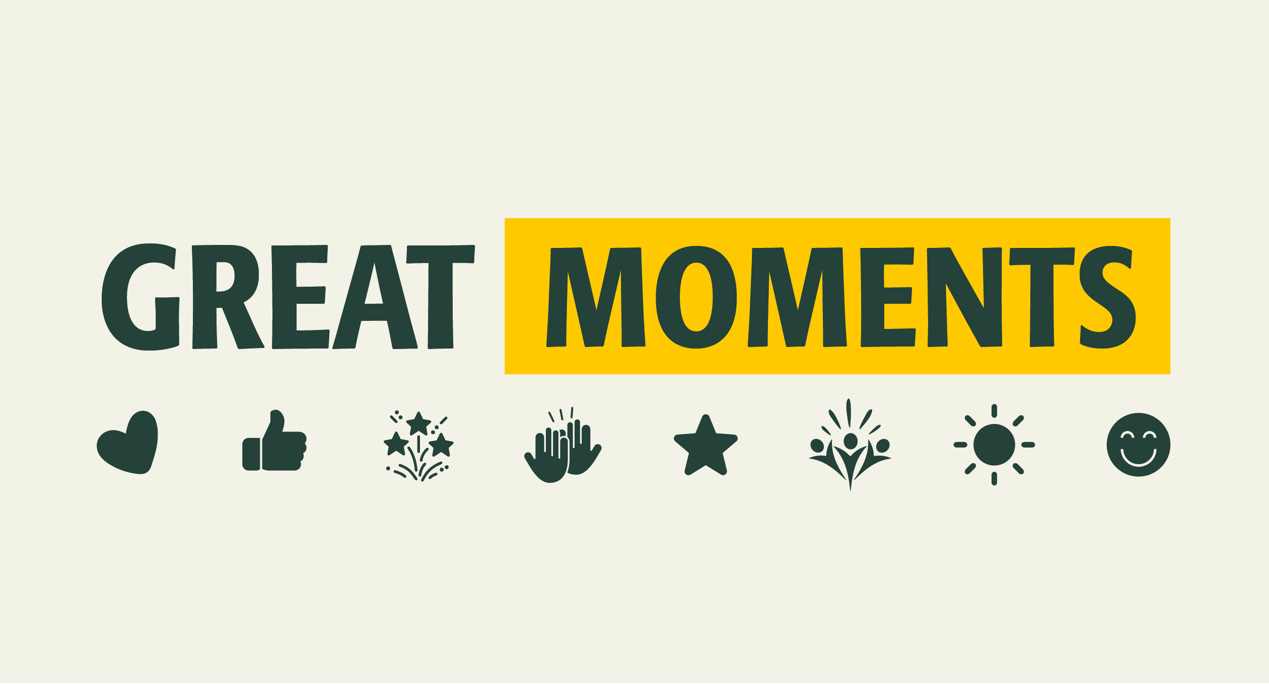 Great moments logo with 8 branded icons.