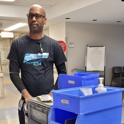 Porter delivers supplies at University Hospital