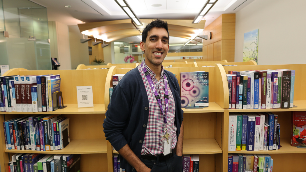 Dr. Amrit Kirpalani in the Victoria Hospital Library